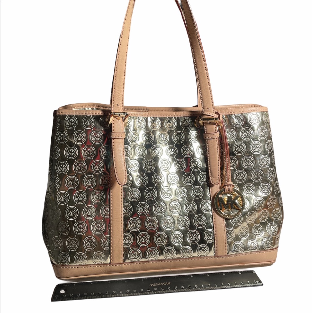 Michael Kors Metalic light gold over shoulder bag
